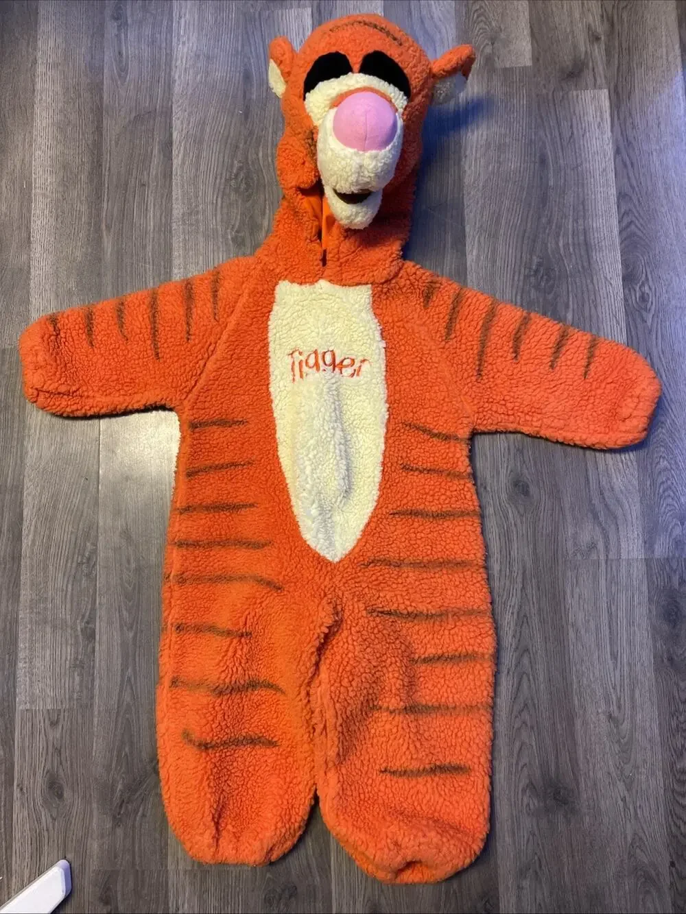 Vintage Disney Store Tigger Costume Baby 2T-4T Plush Sherpa Fleece Jumpsuit 90s